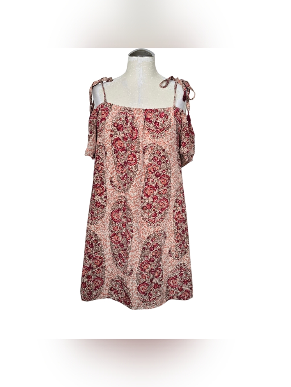 Madewell Paisley Cold Shoulder Silk Dress M Adjustable Straps Mini - Picture 1 of 8